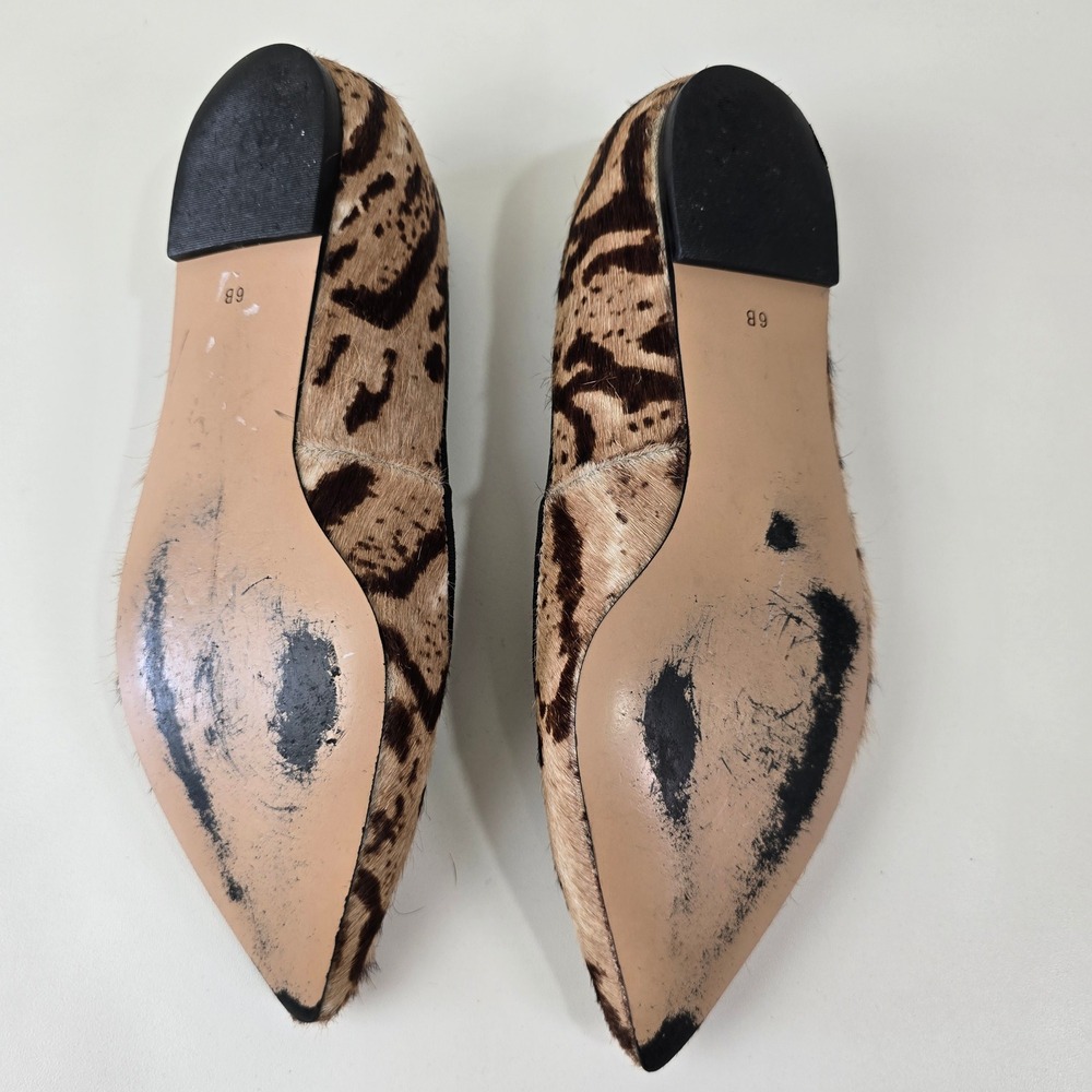 Talbots Calf Hair Animal Print Pointed Toe Ballet Flats Leopard Womens 6B - Picture 8 of 11
